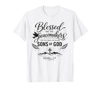 Heureux Les Artisans de Paix Matthieu 5:9 Écriture Bible Prière T-Shirt