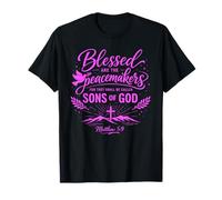 Heureux Les Artisans de Paix Matthieu 5:9 Écriture Bible Prière T-Shirt