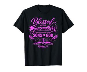 Heureux Les Artisans de Paix Matthieu 5:9 Écriture Bible Prière T-Shirt