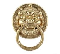 Heurtoir de porte classique vintage en laiton pour porte de villa, poignée de porte en métal fabriquée pour une utilisation avec bouton de porte en anneau (laiton)