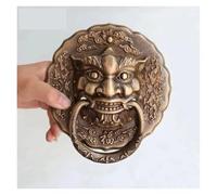Heurtoir de porte en laiton antique en forme de tête de lion, décoration de poignée de porte d'entrée vintage traditionnelle, heurtoir en laiton massif robuste pour porte principale, portail de jardin