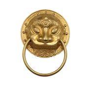Heurtoir de porte en laiton antique forme tête lion, robuste, forgé, poignées vintage, décoration d'armoire Pour Porte D'entrée(Gold,60mm)