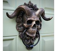 Heurtoir de porte Vintage tête de mouton crâne Baphomet corné dieu résine Statue gothique poignée de porte d'entrée tire bouton décoration de la maison Satan L