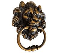 Heurtoir Forgé à La Main, Heurtoir De Porte Antique En Bronze Forme Tête Lion - Finition Métal Poli, Commande Tactile Et À Distance, Grande Poignée Boucle Suspendue