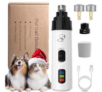 Heusom Silent Groom Pro Nail Grinder Cordless, Heusom Nail Trimmer for Dogs & Cats with LED Light & 3 Speeds, 2000mAh Rechargeable Electric Pet Nails Grinder Painless Paws Grooming Tool (1pc+2 Heads)