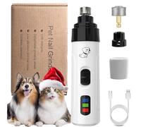 Heusom Silent Groom Pro Nail Grinder Cordless, Heusom Nail Trimmer for Dogs & Cats with LED Light & 3 Speeds, 2000mAh Rechargeable Electric Pet Nails Grinder Painless Paws Grooming Tool (1pc+1 Heads)