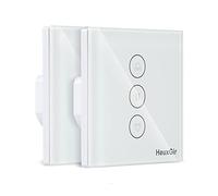 HEUXGIR Interrupteur Volet Roulant Connecté,80 * 80mm Interrupteur Tactile de Stores Compatible avec Alexa/Google Home/Smart Life, Contrôle de Commande Vocale(Fil Neutre Requis) 2pack