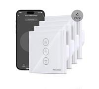 HEUXGIR Interrupteur Volet Roulant Connecté,80 * 80mm Interrupteur Tactile de Stores Compatible avec Alexa/Google Home/Smart Life, Contrôle de Commande Vocale(Fil Neutre Requis) 4pack