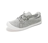 HEVA Baskets à enfiler en toile pour femme - Chaussures de randonnée confortables, gris, 38 EU