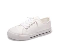 HEVA Baskets en toile à lacets pour petits et grands enfants, blanc, 36 2/3 EU