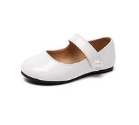 HEVA Chaussures Mary Jane classiques pour filles avec fermeture , chaussures plates pour robes de mariée, chaussures d'école, Blanc., 25 EU