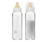 Hevea Biberons en Verre À Col Standard - Biberons Anti Colique À Débit Moyen Bébés De 3 À 24 Mois, Sans Bpa, 240 Ml, Lot De 2