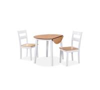 Hévéa Ensemble de Salle à Manger 3 pcs Table et Chaises de Repas Mobilier à Dîner Mobilier de Cuisine Intérieur Maison MDF Blanc