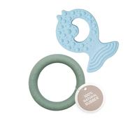 HEVEA Kawan Anneau de dentition Bleu écume de mer (Bleu ciel & bleu écume de mer, Poisson & Bague)