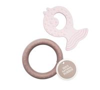 HEVEA Kawan Anneau de dentition Bleu écume de mer (Rose poudré & beige beige, Poisson & Bague)