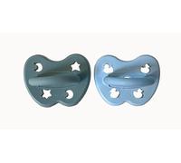 HEVEA Lot de 2 tétines orthodontiques en caoutchouc naturel de 3 à 36 mois - Design hygiénique en une pièce pour les nouveau-nés et les tout-petits, sans BPA, douces et durables (brume nordique)