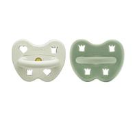 HEVEA Lot de 2 tétines rondes en caoutchouc naturel de 3 à 36 mois - Design hygiénique en une pièce pour les nouveau-nés et les tout-petits, sans BPA, douces et durables (prairie de pin)