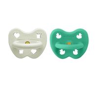 HEVEA Lot de 2 tétines rondes en caoutchouc naturel de 3 à 36 mois - Design hygiénique en une pièce pour les nouveau-nés et les tout-petits, sans BPA, douces et durables (aurore boréale)