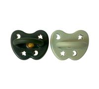 Hevea - Pack de 2 sucettes Orthodontie 3-36 mois 100% caoutchouc naturel Sage & Deep forest Green