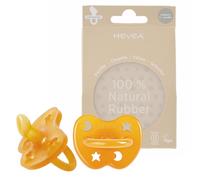 HEVEA Sucette Bebe PHYSIOLOGIQUE caoutchouc naturel / 0+ mois - Sans BPA, PVC, ni Phtalates - Design Danois Tétine avec 4 Trous de Ventilation - Hygiénique - Pack de 2 tétines (Naturel)