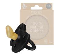 HEVEA Sucette Bebe PHYSIOLOGIQUE caoutchouc naturel / 3-36 mois - Sans BPA, PVC, ni Phtalates - Design Danois Tétine avec 4 Trous de Ventilation - Hygiénique - Boite unitaire (Noir)