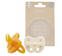 HEVEA Sucette Bebe PHYSIOLOGIQUE caoutchouc naturel / 3-36 mois - Sans BPA, PVC, ni Phtalates - Design Danois Tétine avec 4 Trous de Ventilation - Hygiénique - Pack de 2 tétines (Blanc lait & Naturel)