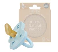 HEVEA Tétine en caoutchouc naturel, forme adaptée à la mâchoire, de 3 à 36 mois, design hygiénique en une seule pièce, sans BPA, douce et durable, lot unique (bleu ciel)