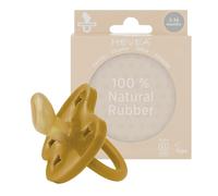 HEVEA Tétine en caoutchouc naturel, forme adaptée à la mâchoire, de 3 à 36 mois, design hygiénique en une seule pièce, sans BPA, douce et durable, lot unique (miel doré)