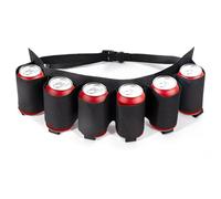 Heveer Ceinture à Bière Réglable avec 6 Porte-Gobelets Support de Ceinture Canette pour Fêtes Camping Noir