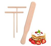 Heveer Épandeur de Crêpes Râteau à Crêpes avec Spatule Crêpe Bois Ustensiles de Cuisine pour Crêpes Pancakes Omelettes 3 Pièces