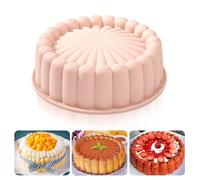 Heveer Moule à Gâteau Rond en Silicone AntiadhéSif Moule à Gateau Charlotte Réutilisable Moule à Gâteau Cannelé pour Cheesecake Brownie Tartes Flan 8 Pouces