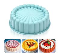 Heveer Moule à Gâteau Rond en Silicone AntiadhéSif Moule à Gateau Charlotte Réutilisable Moule à Gâteau Cannelé pour Cheesecake Brownie Tartes Flan 8 Pouces Bleu