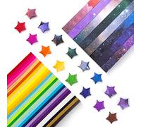 Heveer Papier Origami Etoiles Star Bandes Papier Motif de Ciel Étoilé et Couleur Arc-en-ciel Pliage Papier pour DIY Artisanat 1100 Feuilles