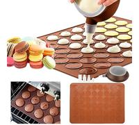 Heveer Tapis de Cuisson Macarons 48 Trous Antiadhésif Plaque à Macarons Silicone Moule Macaron avec Poche à Douille et 4 Douilles de Formes pour Gâteaux De Dessert Biscuits