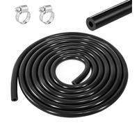 Heveer Tuyau en Silicone 3m Durite pour Véhicule à Moteur avec 2 Colliers de Serrage pour Camion Voiture Tracteur Petit Moteur Noir (ID 6mm-OD 12mm)