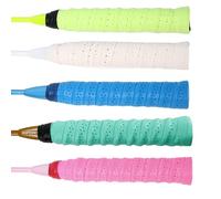 HEVIBK 5 Pièces Ruban Adhésif pour Raquette de Tennis,Ruban De Raquette Grip pour Tennis Raquette De Raquette De PêChe De Badminton Squash (Jaune Fluorescent, Blanc, Bleu, Bleu Paon, Rose)