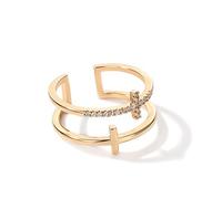 HEVIBK Bagues Série Coréenne Bagues Zircon Diamant Bagues Simples Bagues Couple Bagues Femme (taille unique, shizijin, or)