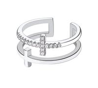 HEVIBK Bagues Série Coréenne Bagues Zircon Diamant Bagues Simples Bagues Couple Bagues Femme (taille unique, shizijin, argent)