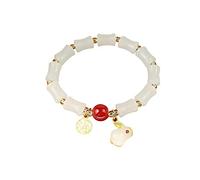 HEVIBK Bracelet en jade bambou lapin, fait main, haute qualité, bracelet mode, bracelet décontracté (Blanc)