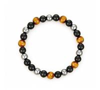 HEVIBK Bracelet pour homme - Triple protection : hématite, obsidienne noire, œil-de-tigre - Bracelets à perles - Cadeaux d'anniversaire - Bijoux thérapeutiques (Modèle 6)