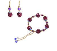 HEVIBK Collection Grenade, Ensemble bracelet et boucle d'oreille, haute qualité, bracelets de mode, boucles d'oreilles (Violet)