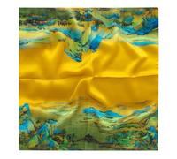 HEVIBK foulard femme soie Femmes Grand Foulards Carrés Satin Foulards Cheveux Accessoires Soie Carrés Motifs Classiques Bandanas Plage (SJ-FAN03-D)