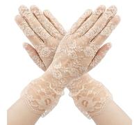 HEVIBK Gants pour femme, gants en dentelle, gants blancs, gants blancs, gants pour femme, gants en dentelle blanche, gants de protection UV (Beige)