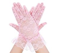 HEVIBK Gants pour femme, gants en dentelle, gants blancs, gants blancs, gants pour femme, gants en dentelle blanche, gants de protection UV (Rose)