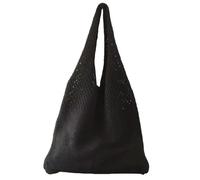 HEVIBK Sac de plage pour femme - Sac à bandoulière en maille pour l'été, le shopping et la vie quotidienne (Noir)