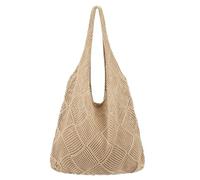 HEVIBK Sac de plage pour femme - Sac à bandoulière en maille pour l'été, le shopping et la vie quotidienne (Marron)