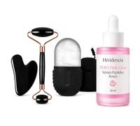 Hévidencia Rituel Éclat Coréen - Sérum Visage PDRN Pink Glow 30 ml + Masseur Visage en Bois de Santal - Éclat Rosé, Hydratation et Massage Facial - Coffret Cadeau K-Beauty 2 Pièces