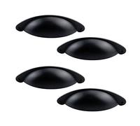 HEVSTIL Lot de 4 poignées de tiroir plates noires de 7,6 cm - Quincaillerie de tiroir pour poubelle, tasse, tiroir, cuisine, armoire de style vintage et rustique - Pour armoire, commode, tiroir - Noir