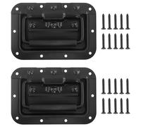 Hevysuo 2 Pièces Poignée à Ressort De Boîte à Outils 16 x 10cm,Poignées Pliantes à Ressort Antirouille,Poignées De Caisse Pliantes En Fer pour Boîtes à Outils Ou Boîtes de Rangement,Noir