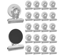 Hevysuo 20 Pièces Pinces à Aimant pour Réfrigérateur,Clip Magnétique Frigo,Clips Magnétiques en Métal Robuste pour Maison,Bureau,École,Argenté,30mm